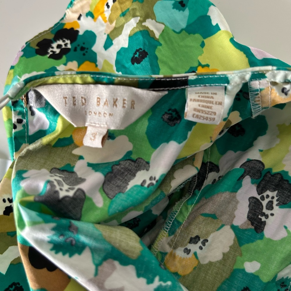Ted Baker Green Multi Floral Ruffle Blouse - Picture 3 of 5